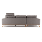 Hofni L Shape Three Seater Sofa/Linen Upholstery/Plywood Frame/Wood Legs/280cm