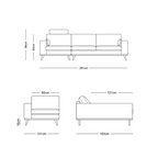 Hofni L Shape Three Seater Sofa/Linen Upholstery/Plywood Frame/Wood Legs/280cm