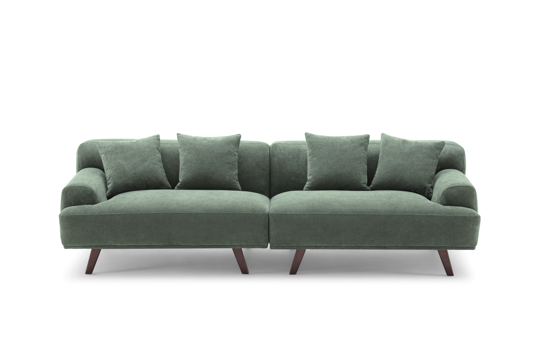 Green Fabric Upholstery Sofa/Plywood Frame/Wood Legs/Armchair/Three Seater/Four Seater