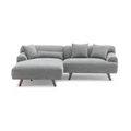 MAX Grey Fabric Upholstery L-Shape Three Seater Sofa/Plywood Frame/Wood Legs/Chaise