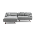 MAX Grey Fabric Upholstery L-Shape Three Seater Sofa/Plywood Frame/Wood Legs/Chaise