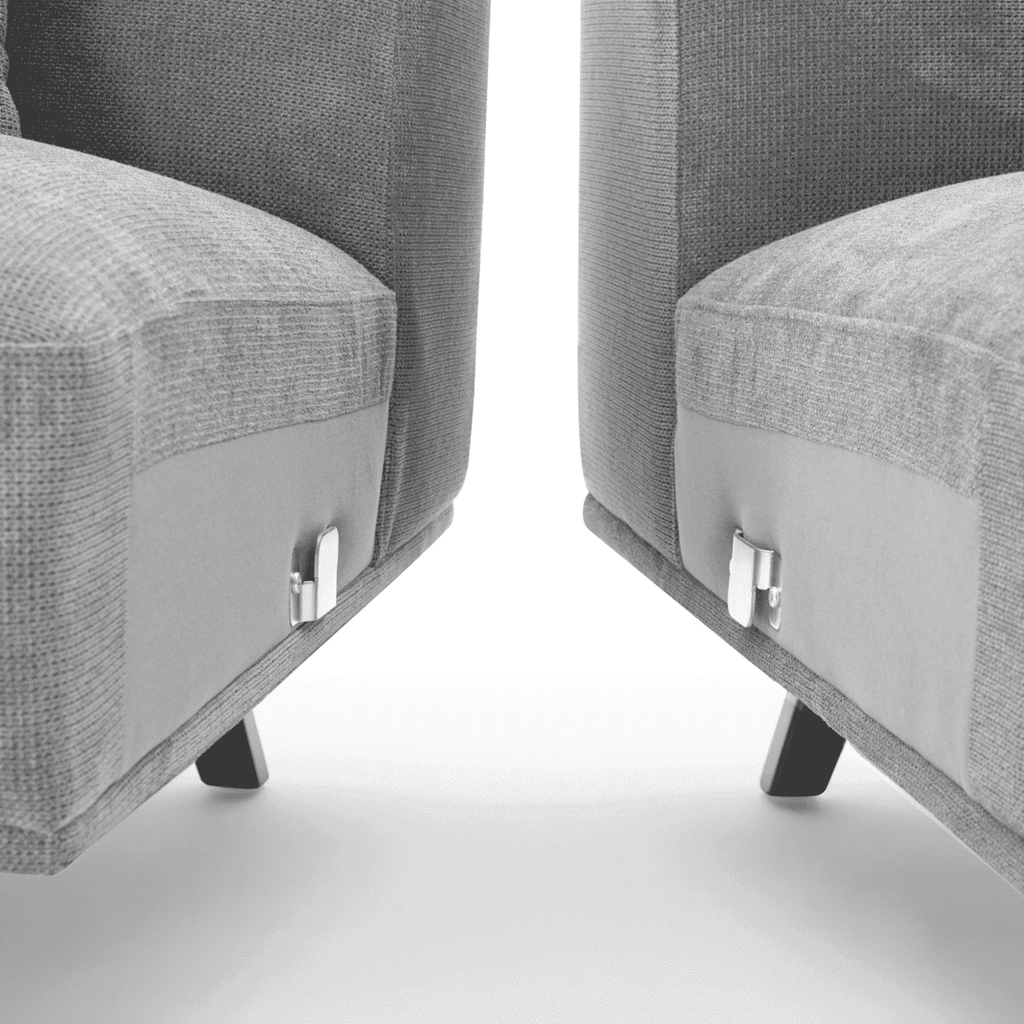 MAX Grey Fabric Upholstery L-Shape Three Seater Sofa/Plywood Frame/Wood Legs/Chaise