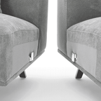 MAX Grey Fabric Upholstery L-Shape Three Seater Sofa/Plywood Frame/Wood Legs/Chaise