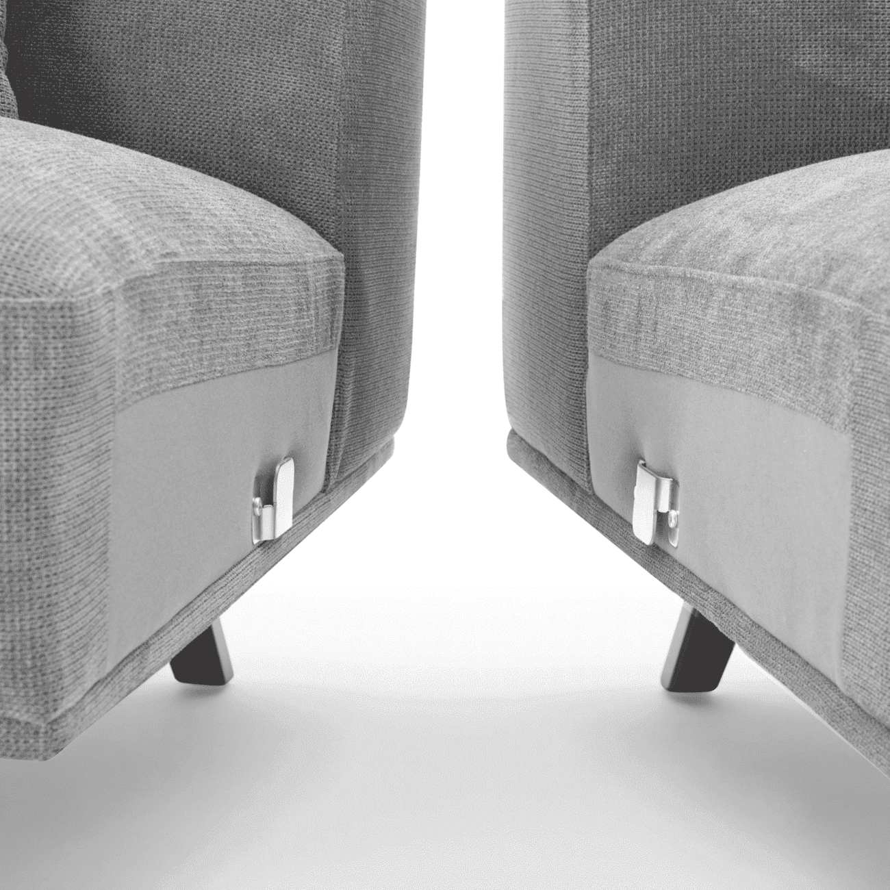 MAX Grey Fabric Upholstery L-Shape Three Seater Sofa/Plywood Frame/Wood Legs/Chaise