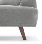 MAX Grey Fabric Upholstery L-Shape Three Seater Sofa/Plywood Frame/Wood Legs/Chaise