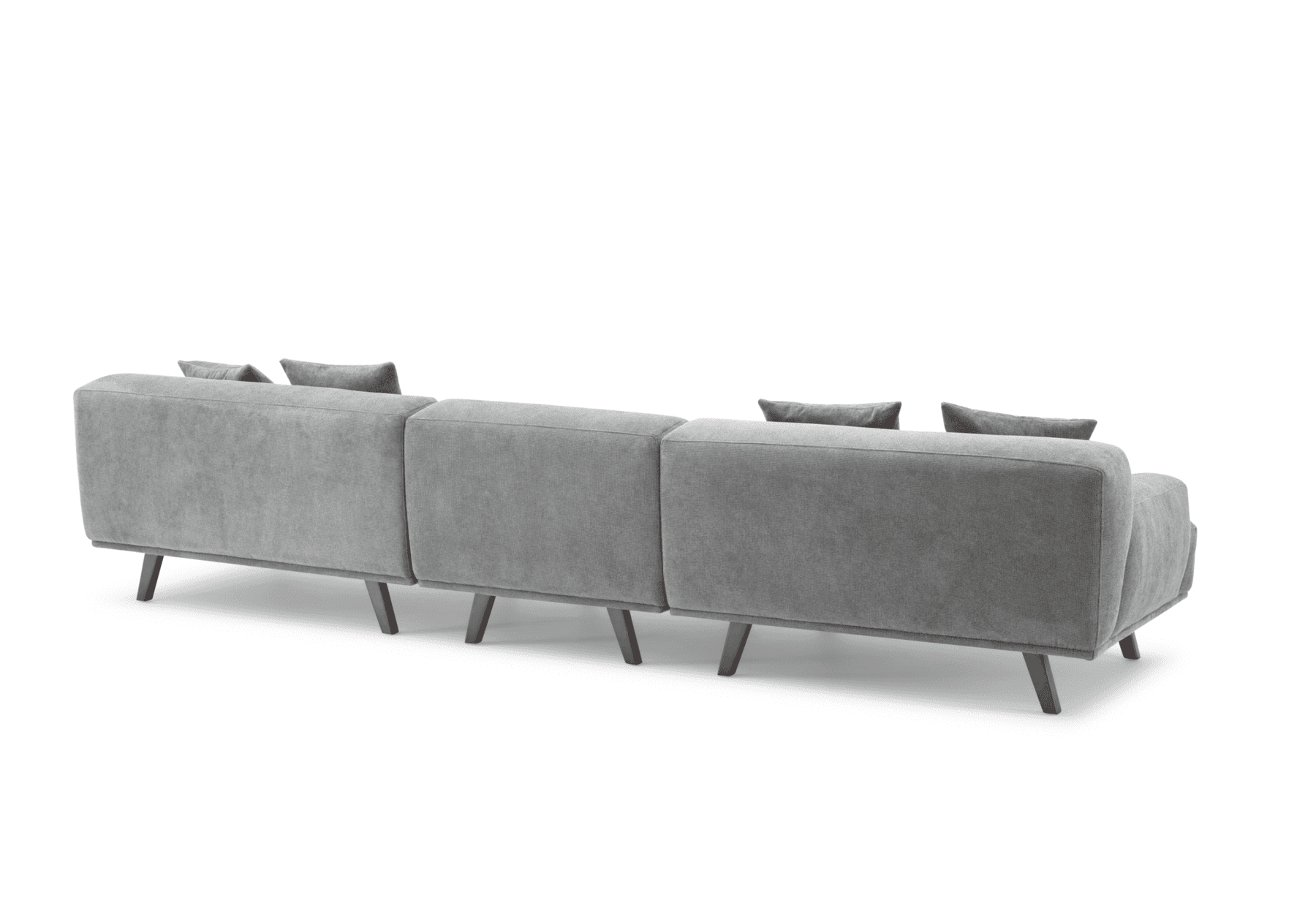 MAX Grey Fabric Upholstery L-Shape Four Seater Sofa/Plywood Frame/Wood Legs/Chaise