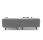 MAX Grey Fabric Upholstery L-Shape Three Seater Sofa/Plywood Frame/Wood Legs/Chaise