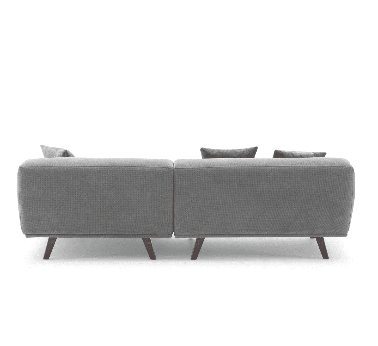 MAX Grey Fabric Upholstery L-Shape Three Seater Sofa/Plywood Frame/Wood Legs/Chaise