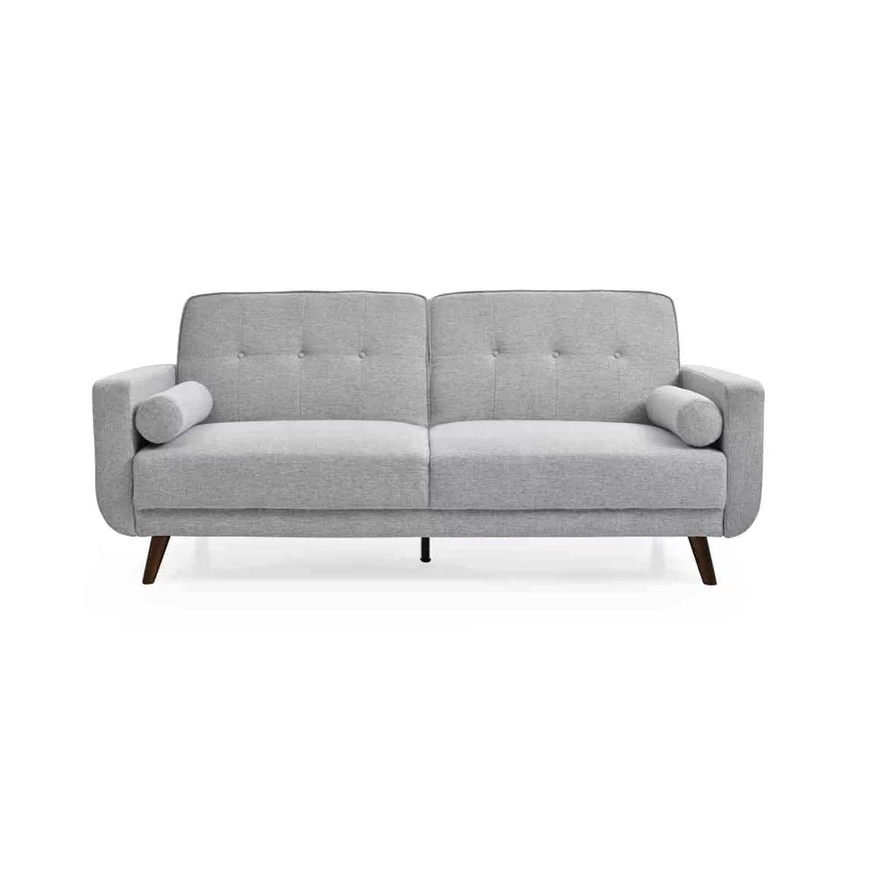 EVELYN Three Seater Sofa Bed/Polyester upholstery/Rubberwood legs/Grey