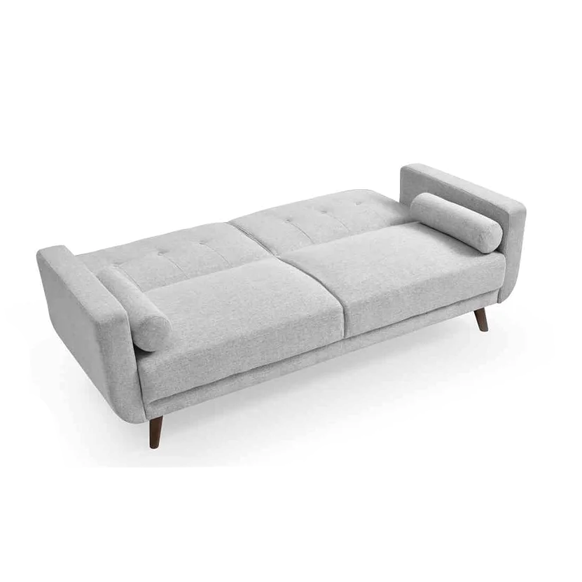 EVELYN Three Seater Sofa Bed/Polyester upholstery/Rubberwood legs/Grey