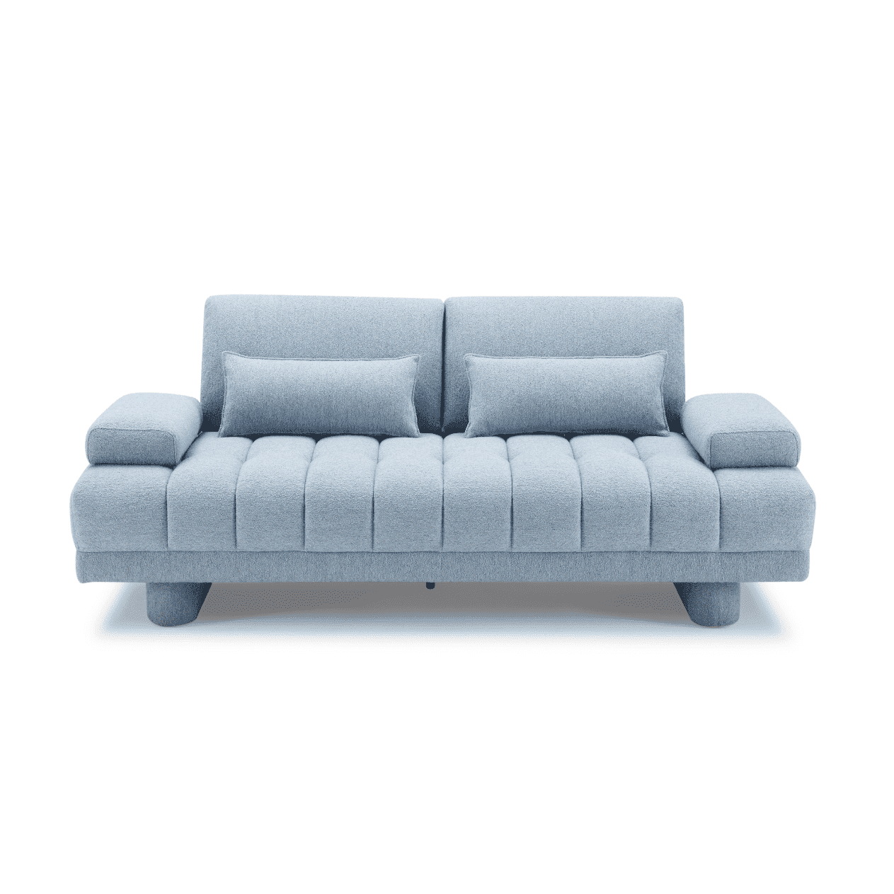 Adjustable Back Upholstery Sofa with Two Pillows/Blue/214cm/238cm
