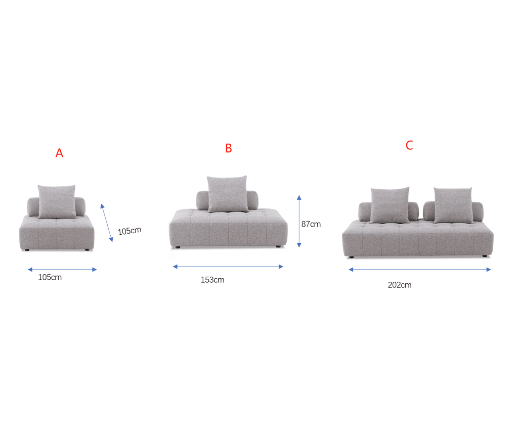 Rubik Modular Sofa with Removable Backrest/Armless Floor Sofa Couches/Hidden Legs