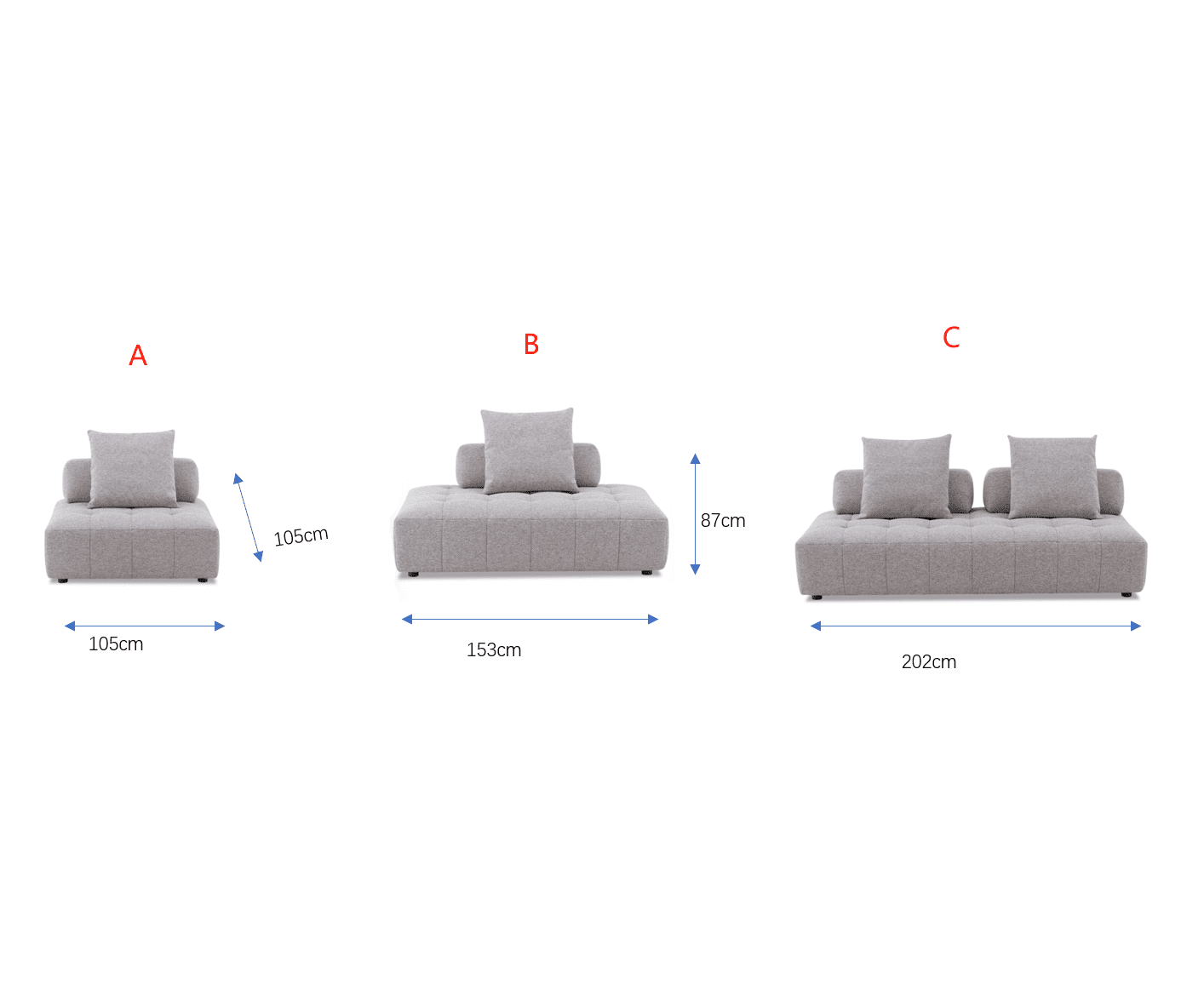 Rubik Modular Sofa with Removable Backrest/Armless Floor Sofa Couches/Hidden Legs