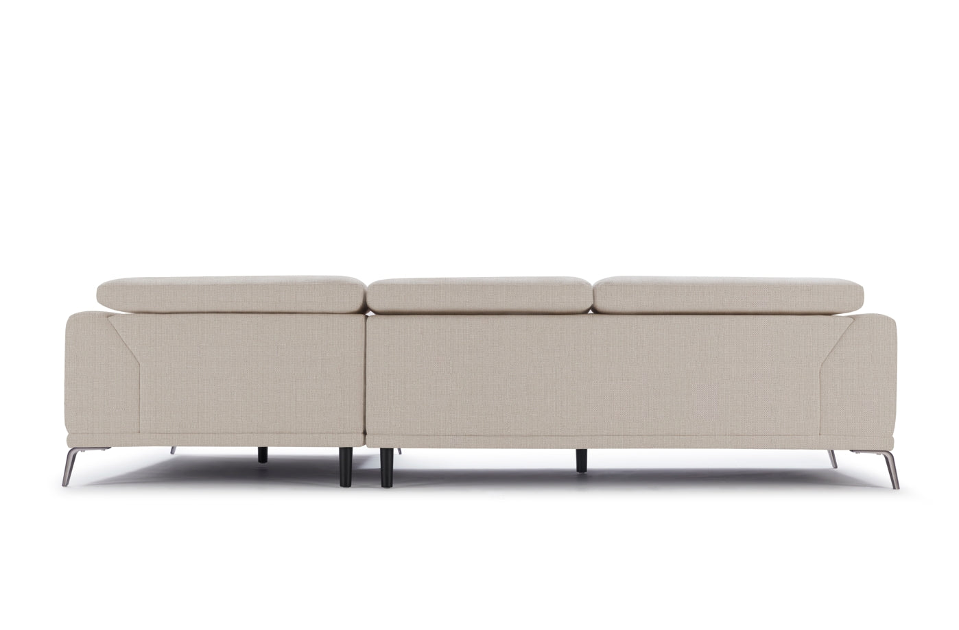 L-Shape Three Seater Sofa Fabric Upholstery/Plywood Frame/Steel legs