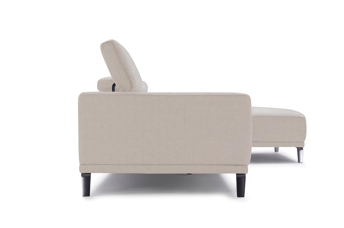 L-Shape Three Seater Sofa Fabric Upholstery/Plywood Frame/Steel legs