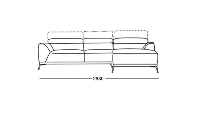 L-Shape Three Seater Sofa Fabric Upholstery/Plywood Frame/Steel legs