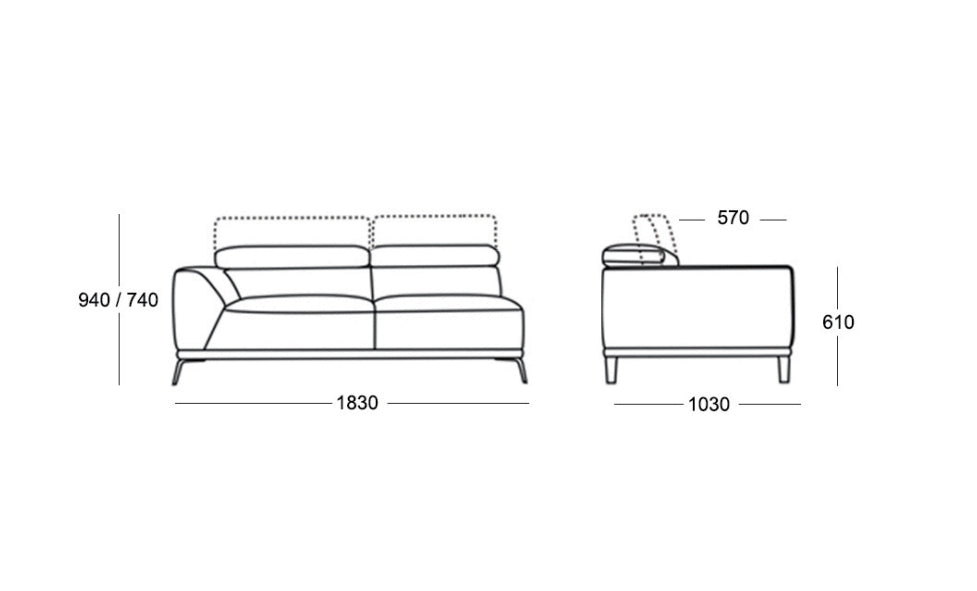 L-Shape Three Seater Sofa Fabric Upholstery/Plywood Frame/Steel legs