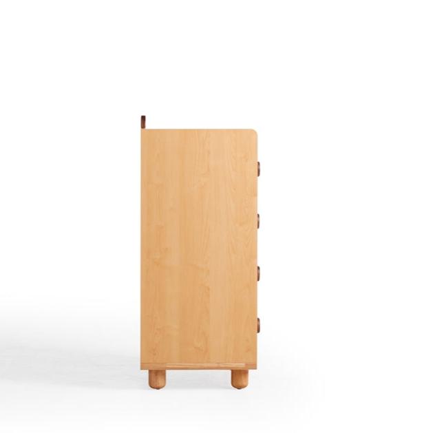 Ayya Minimalist Bear Ear Bedside Storage Kids' Dresser in Natural Wood Color