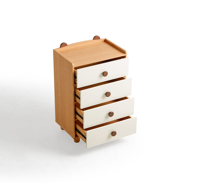 Ayya Minimalist Bear Ear Bedside Storage Kids' Dresser in Natural Wood Color
