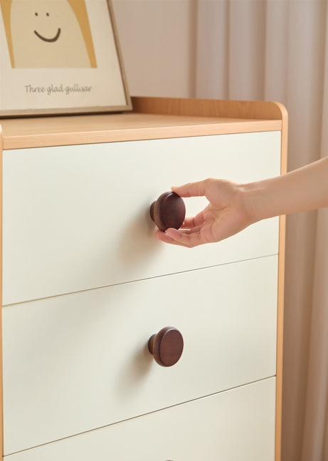 Ayya Minimalist Bear Ear Bedside Storage Kids' Dresser in Natural Wood Color