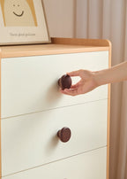 Ayya Minimalist Bear Ear Bedside Storage Kids' Dresser in Natural Wood Color