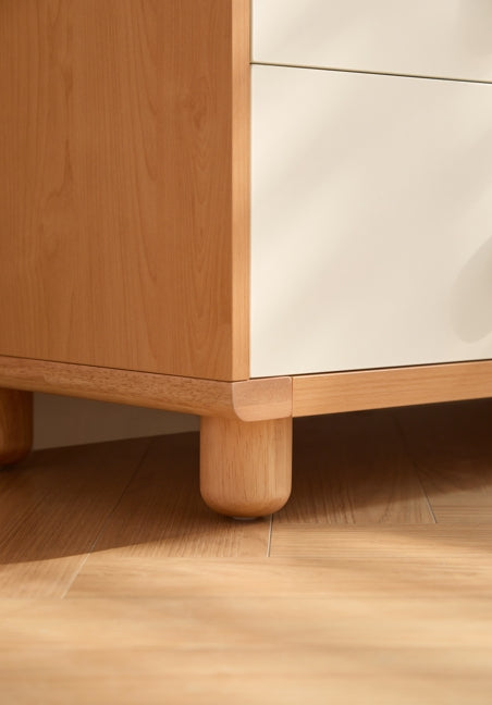 Ayya Minimalist Bear Ear Bedside Storage Kids' Dresser in Natural Wood Color