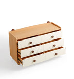 Ayya Minimalist Bear Ear Bedside Storage Kids' Dresser in Natural Wood Color