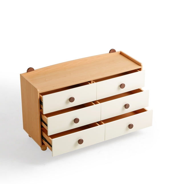 Ayya Minimalist Bear Ear Bedside Storage Kids' Dresser in Natural Wood Color