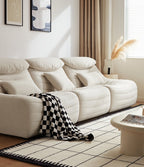Inniss Cream White Single Seat Sofa Tech velvet Upholstered with Headrest/Floor Sofa