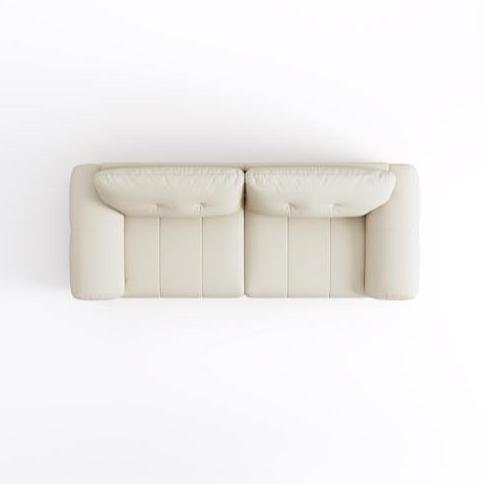 Cream White Tech Leather Upholstery Three Seater Sofa/Detachable Cushions/Floor Couch/240CM