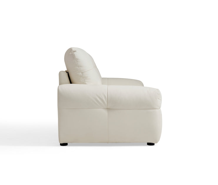 Cream White Tech Leather Upholstery Three Seater Sofa/Detachable Cushions/Floor Couch/240CM
