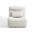 Inniss Cream White Single Seat Sofa Tech velvet Upholstered with Headrest/Floor Sofa