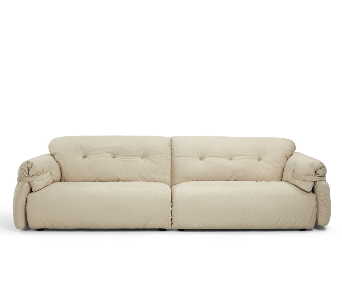 Drinel Sand Velvety Fabric Upholstered Down and Plush Cotton Stuffed Sofa/Ottoman