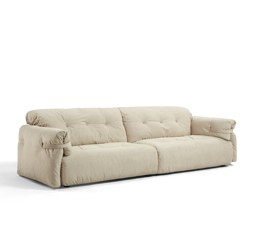 Drinel Sand Velvety Fabric Upholstered Down and Plush Cotton Stuffed Sofa/Ottoman