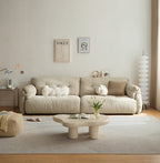 Drinel Sand Velvety Fabric Upholstered Down and Plush Cotton Stuffed Sofa/Ottoman