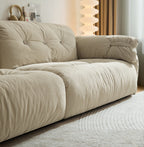Drinel Sand Velvety Fabric Upholstered Down and Plush Cotton Stuffed Sofa/Ottoman