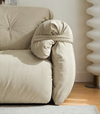 Drinel Sand Velvety Fabric Upholstered Down and Plush Cotton Stuffed Sofa/Ottoman