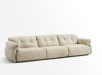 Drinel Sand Velvety Fabric Upholstered Down and Plush Cotton Stuffed Sofa/Ottoman