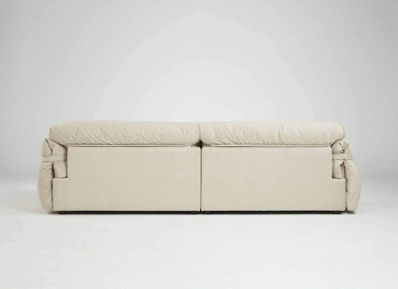 Drinel Sand Velvety Fabric Upholstered Down and Plush Cotton Stuffed Sofa/Ottoman