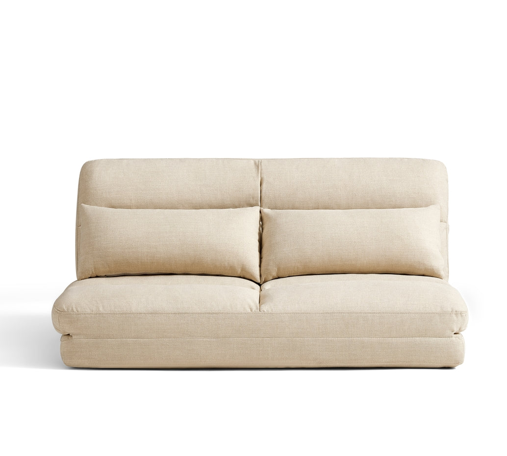 Cream White Removable and Washable Upholstered Folding Lounge Sofa Bed/Foldable Single Sofabed