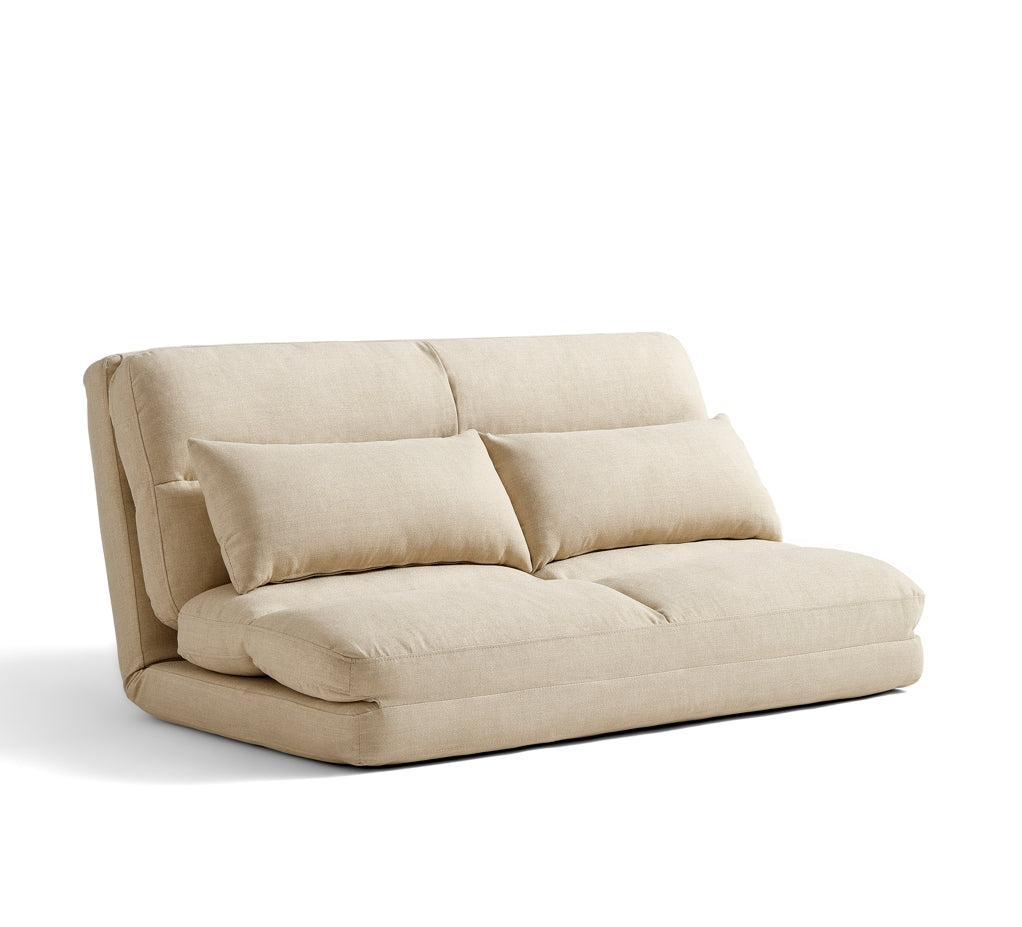 Cream White Removable and Washable Upholstered Folding Lounge Sofa Bed/Foldable Single Sofabed