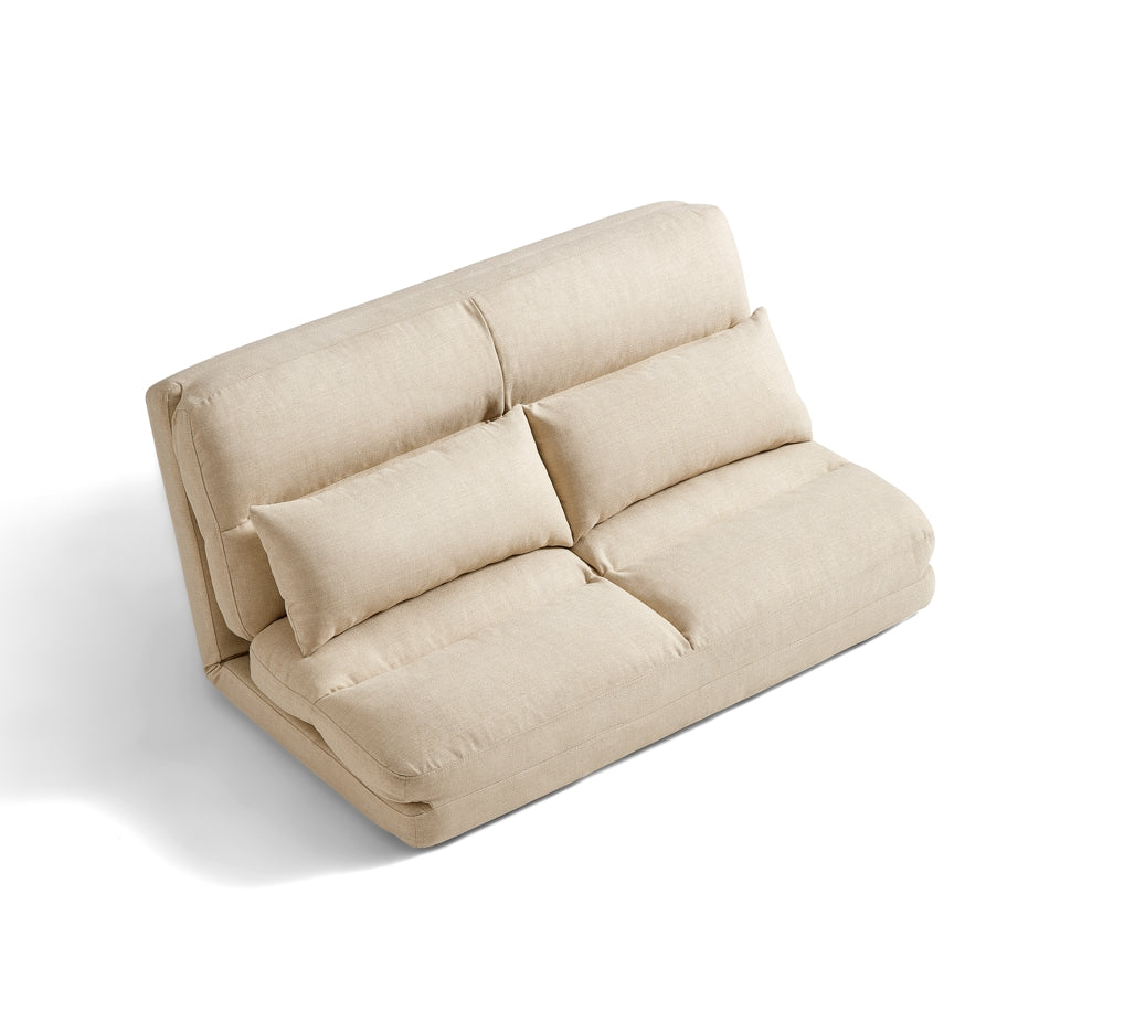 Cream White Removable and Washable Upholstered Folding Lounge Sofa Bed/Foldable Single Sofabed