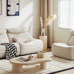 Inniss Cream White Single Seat Sofa Tech velvet Upholstered with Headrest/Floor Sofa
