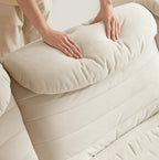 Inniss Cream White Single Seat Sofa Tech velvet Upholstered with Headrest/Floor Sofa