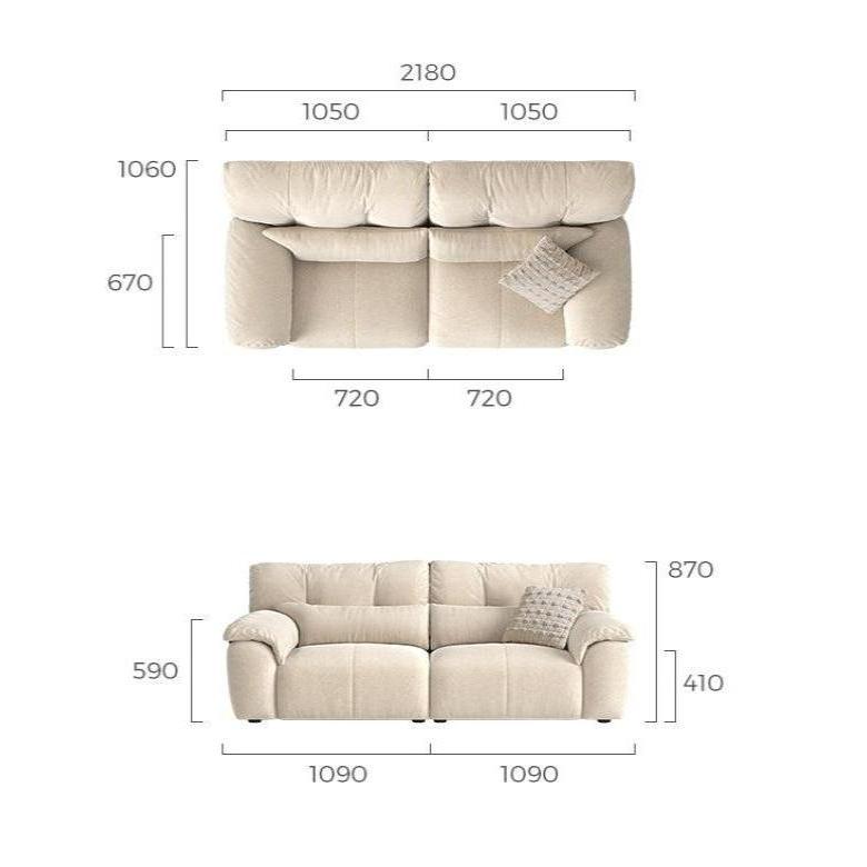 Oat Milky Grey Washable Fabric Upholstered Two-Seater Sofa/Floor Couch/218CM