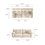 Oat Milky Grey Washable Fabric Upholstered Two-Seater Sofa/Floor Couch/218CM