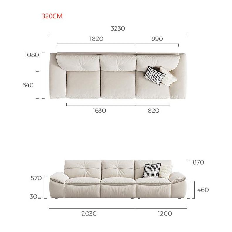Pearl White Fully Removable and Washable Pet-Friendly Fabric Upholstered Sofa 220CM/320CM