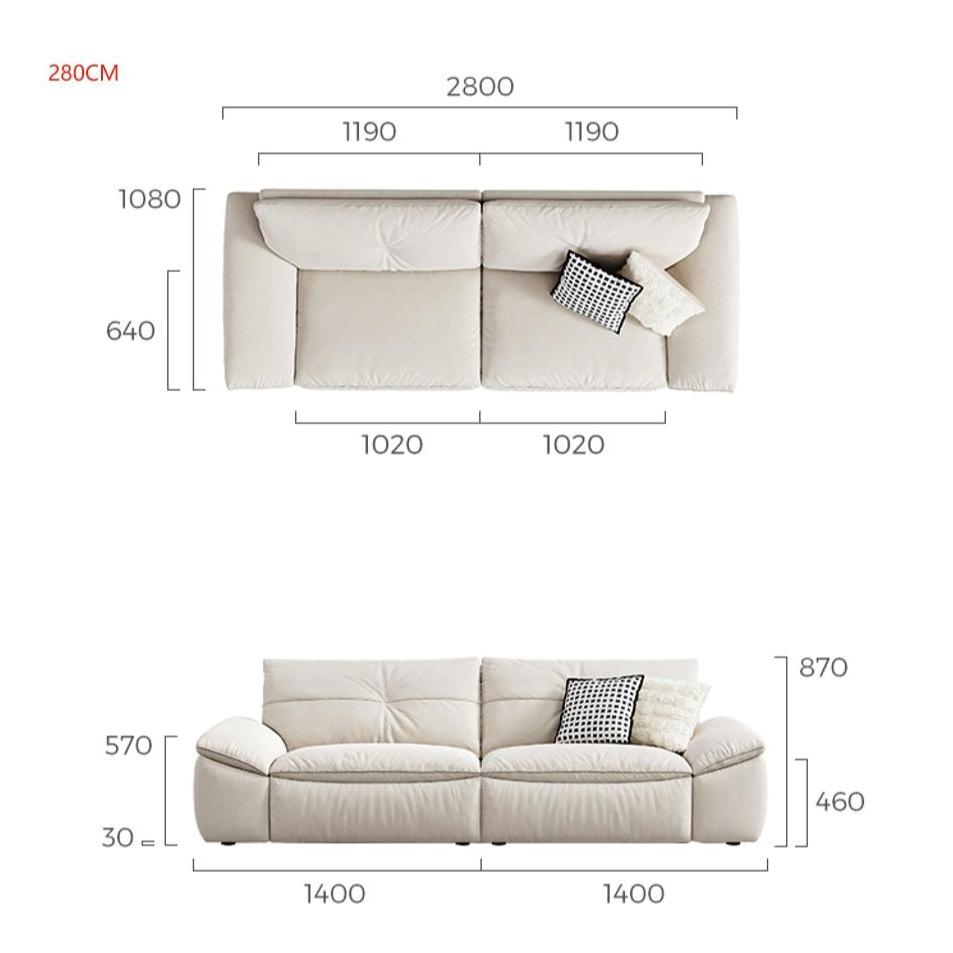 Pearl White Fully Removable and Washable Pet-Friendly Fabric Upholstered Sofa 220CM/320CM