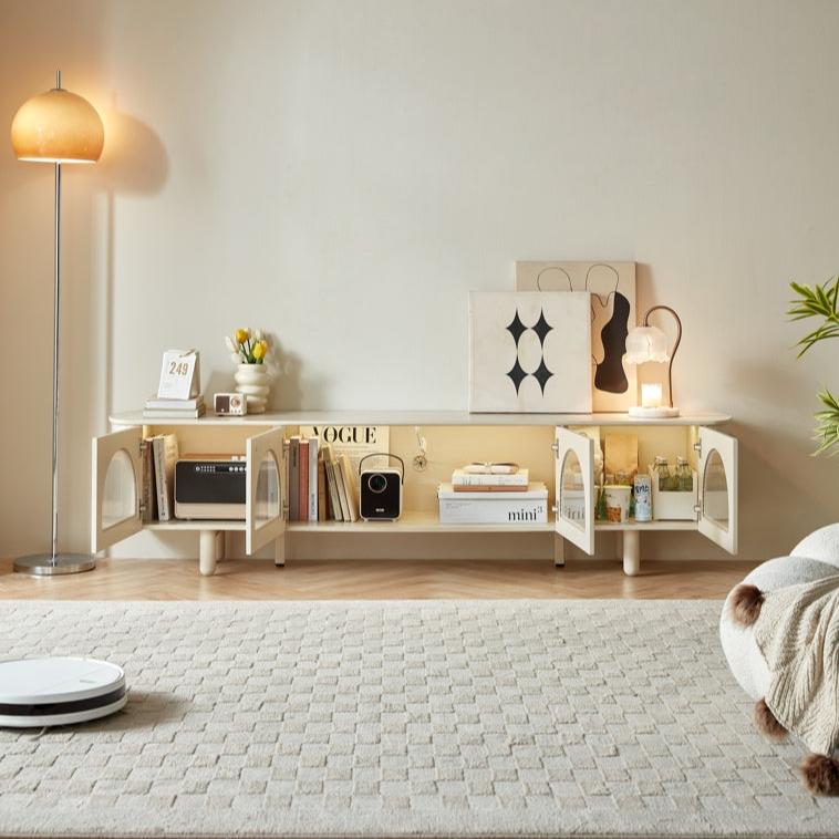 Casper Cream Arched Doors TV Cabinet with Motion Sensor Lighting/TV Stand with Light