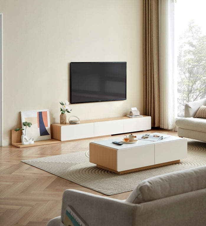 Minimalist Ceramic Top Storage Coffee Table with 4 Drawers/Tea Table